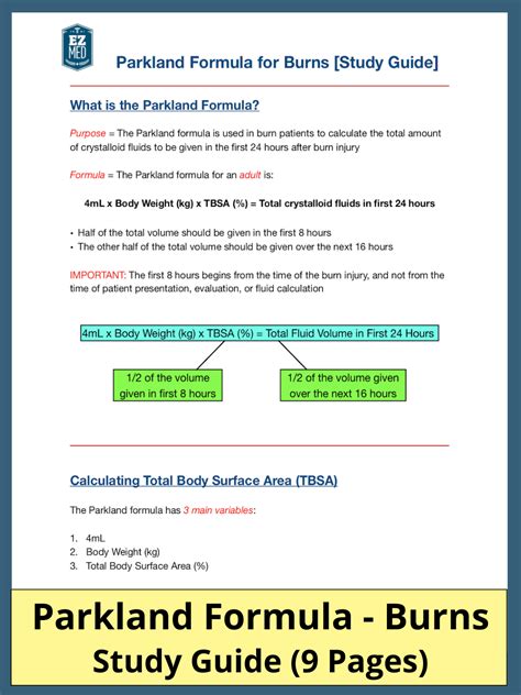 Parkland Formula for Burns: Pediatric and Adult Examples, Calculator, Practice Questions — EZmed