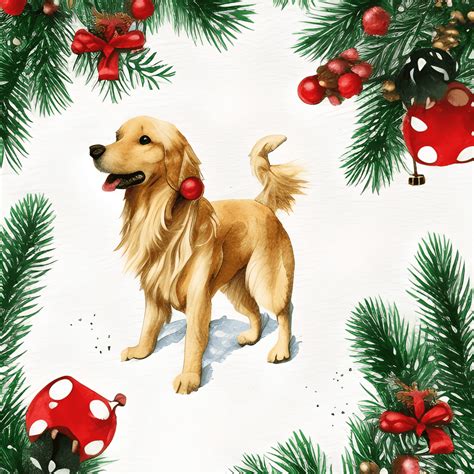 Golden Retriever Christmas Decor · Creative Fabrica