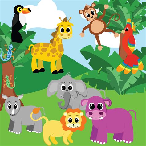 Printable Jungle Animals Clipart - Printable Word Searches