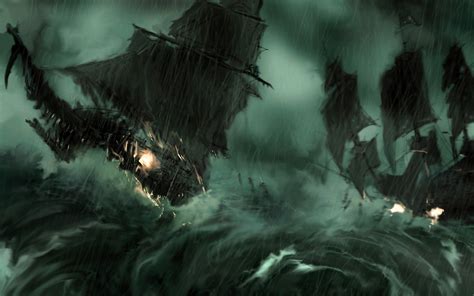 Paintings rain pirate ship storm pirates of the caribbean artwork sail ...