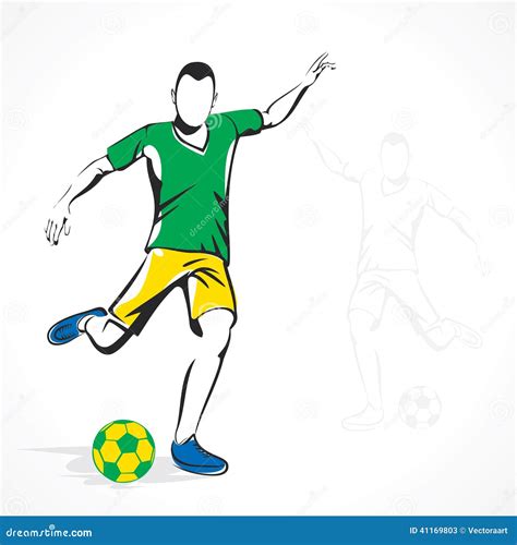 Soccer player hit ball stock vector. Illustration of jump - 41169803