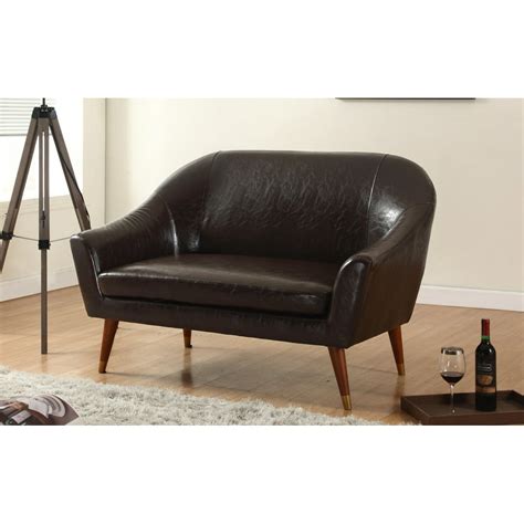 Mid Century Modern Bonded Leather Living Room Loveseat - Walmart.com - Walmart.com