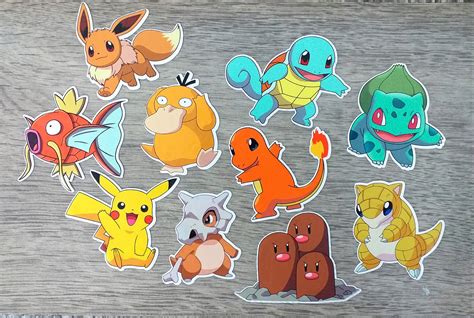 Pokemon Vinyl 10 Sticker Pack. Water Bottle Stickers Coffee | Etsy