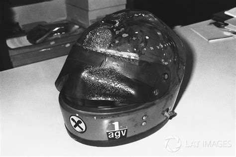 The burnt helmet of Niki Lauda, Ferrari at German GP