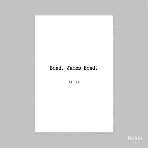 Dr No Bond James Bond Quote Print Movie Quote Print Gift | Etsy