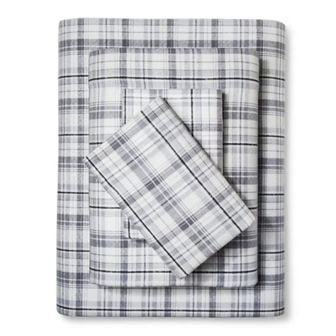 Twin Flannel Sheet Set Plaid Gray - Eddie Bauer : Target