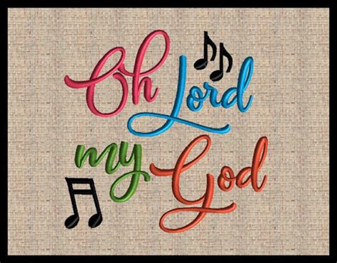 Oh Lord my God embroidery design Music note embroidery design | Etsy