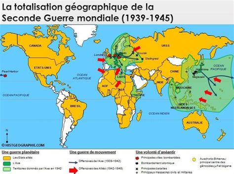 Carte de la totalisation géographique de la Seconde Guerre mondiale ...