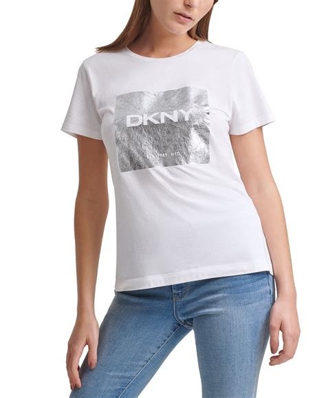 DKNY Metallic-Logo T-Shirt - Macy's