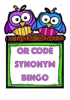 QR Code Synonym Bingo by Fiona Hudson | Teachers Pay Teachers