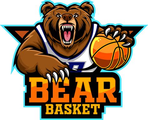 Bear basketball player mascot logo design By Visink | TheHungryJPEG