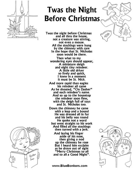 BlueBonkers: Twas the Night Before Christmas, Free Printable Christmas Carol Lyrics Sheets ...