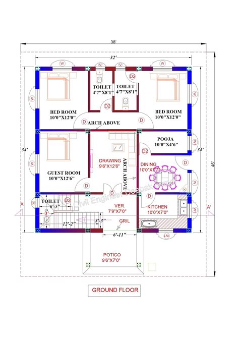 Civil Engineering Drawing House Plan Pdf - Civil Engineering: 16.5 Marla (4500 Sft) House Plan ...