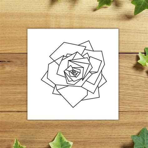 Geometric Rose Temporary Tattoo set of 2 - Etsy