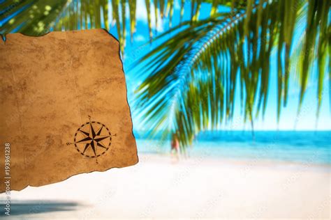 Vintage map and tropical island, travel concept Stock Photo | Adobe Stock