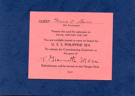 USS Philippine Sea CV 47 Commissioning Day Menu May 11, 1946 with Invitation | #1927873634
