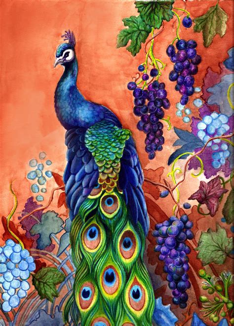 peacock | Sonja Funnell Art and Illustration | Grape painting, Peacock ...