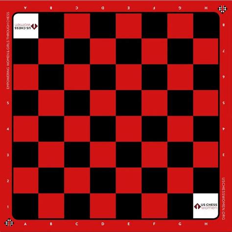 US Chess Women - Silk Screened Vinyl Chess Board - Red/Black