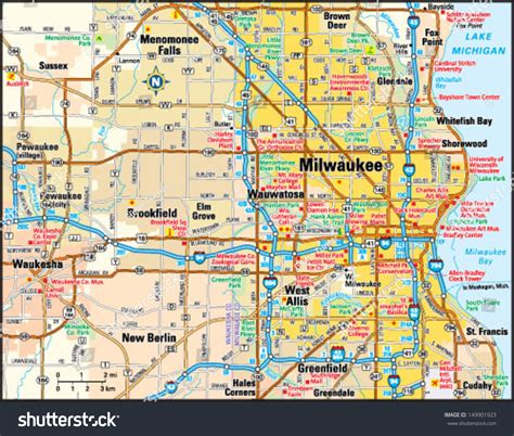 Milwaukee Wisconsin Area Map Stock Vector (Royalty Free) 149901923