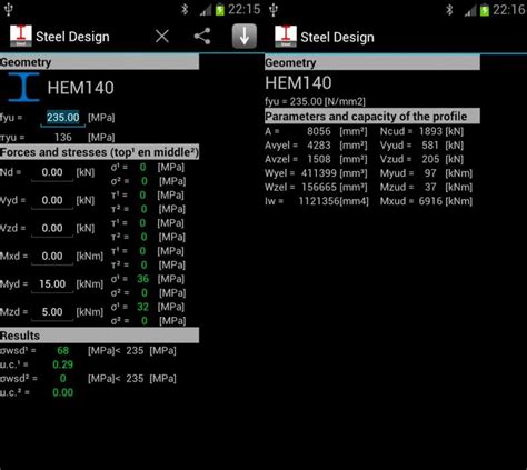 SteelDesign - Elastic Stresses At The Top and In The Middle of a Beam App for Android