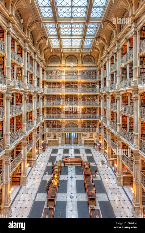 The beautiful interior of the George Peabody Library, a part of Johns ...