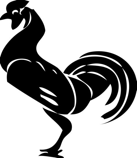 rooster silhouette black white line art coloring ... - ClipArt Best - ClipArt Best