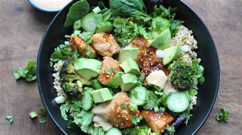 Soy Ginger Salmon Rice Bowl with Spicy Mayo - Fully Mediterranean