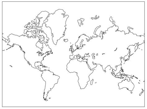 Empty World Map for Practice G.C.E O/L Examination Map Marking