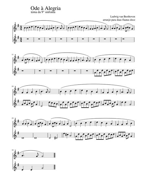 Ode to Joy Recorder Duet Version Sheet music for Recorder (Woodwind Duet) | Musescore.com