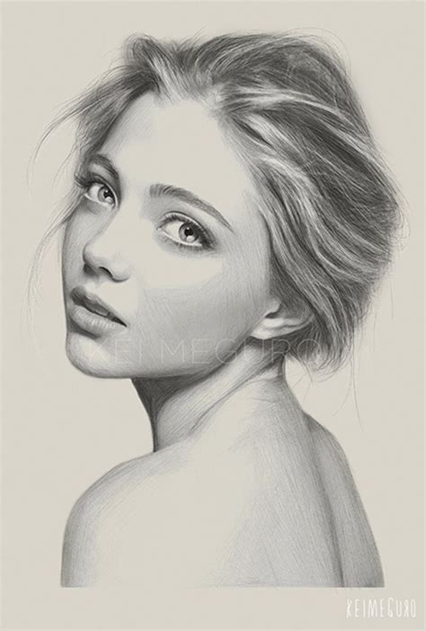 draw girl looking up - Google Search | Pencil portrait drawing, Human ...