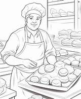 Página Para Colorear Niños Un panadero Haciendo Galletas Pasteles  sketch template
