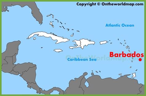 Barbados location on the Caribbean map