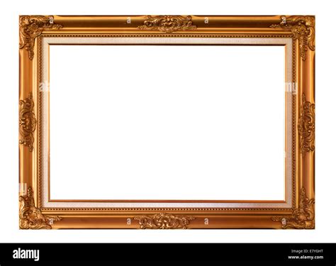 Gold frame with white background. Rectangular shape Stock Photo - Alamy