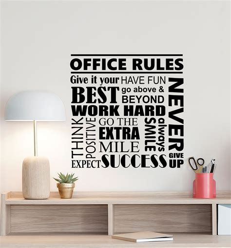 Office Rules Wall Decal Motivational Poster Office Sign - Etsy Australia