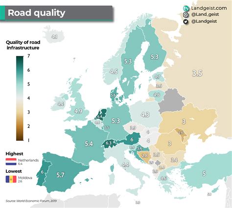 The best and worst roads in Europe. : r/MapPorn