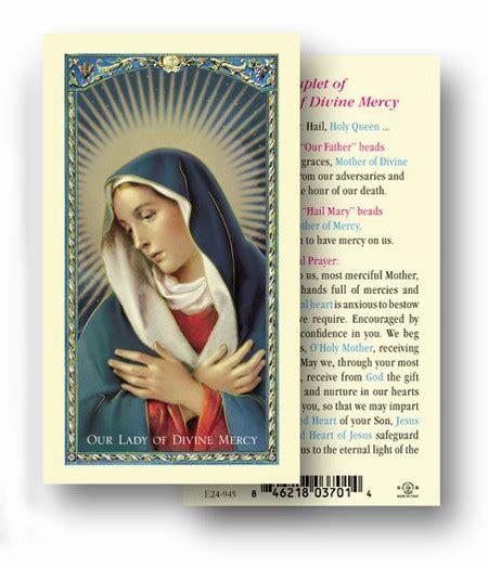 Our Lady of Divine Mercy Laminated Holy Card