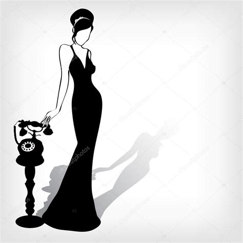 The Vector vintage retro woman silhouette background — Stock Vector ...