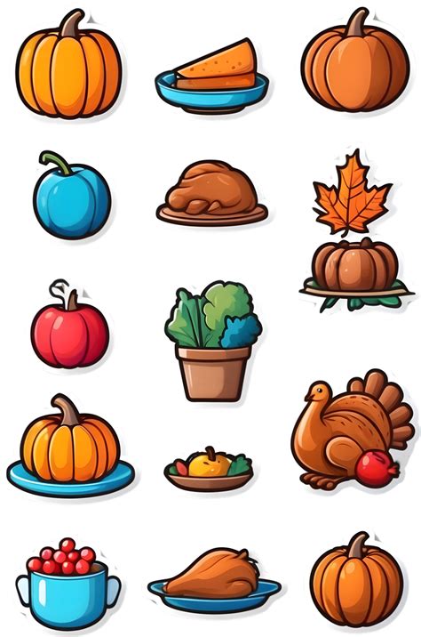 thanksgiving food icons set ai generative 33242926 PNG