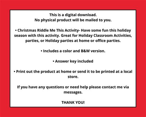 Christmas Riddles Printable Christmas Trivia Game Holiday - Etsy