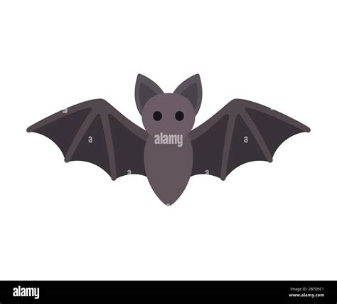 Simple cartoon bat icon. Flying bat with spread wings, Halloween symbol clip art illustration ...