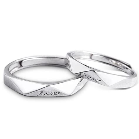 Jeulia Engraved Sterling Silver Couple Rings - Jeulia Jewelry