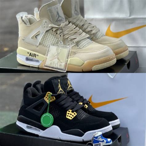 LELONG AIR JORDAN 4 RETRO OFF WHITE PREMIUM AIR JORDAN 4 BLACK GOLD AJ ...