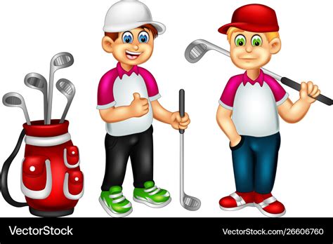 Funny two golfers cartoon Royalty Free Vector Image