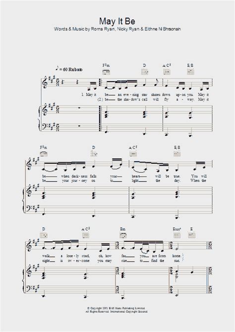 May It Be Piano Sheet Music | OnlinePianist