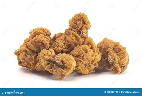 Fried and Crispy Chicken Gizzards on a White Background Stock Image ...