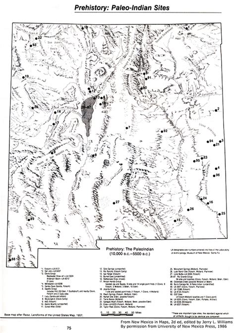 New Mexico Tells New Mexico History | Prehistory: Paleo-Indian Sites (map)