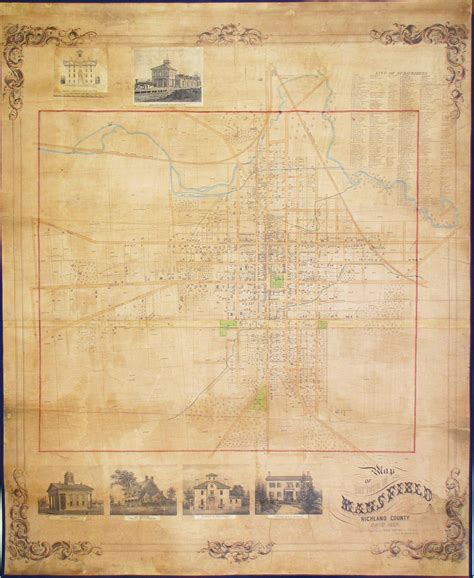 Unrecorded wall map of Mansfield, Ohio - Rare & Antique Maps