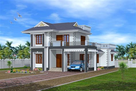 3D exterior Design Kerala house