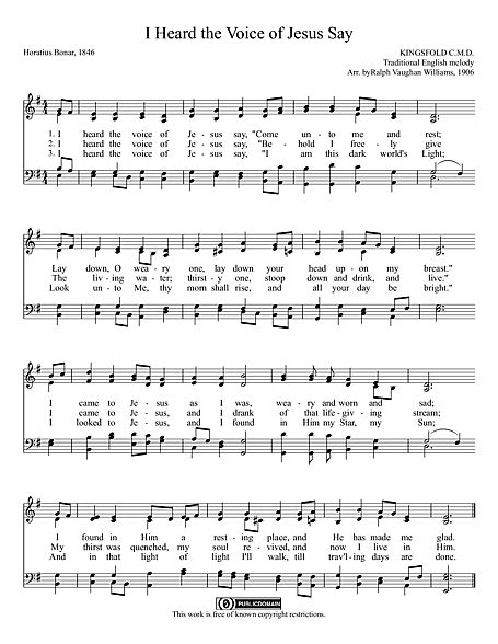 I Heard the Voice of Jesus Say - Sheet music - Cantorion - Free sheet ...