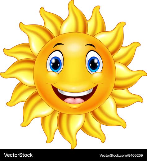 Cute smiling sun cartoon Royalty Free Vector Image